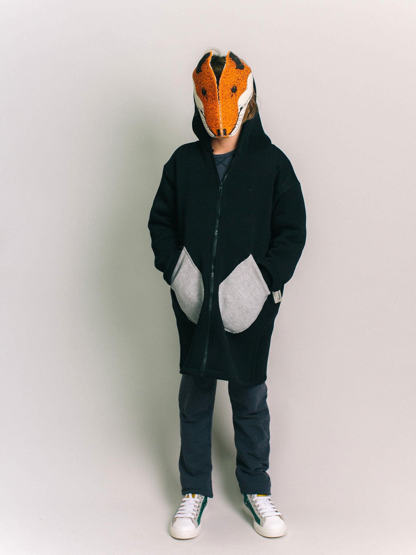 CHAQUETA LARGA FELPA NEOPRENO NEGRA