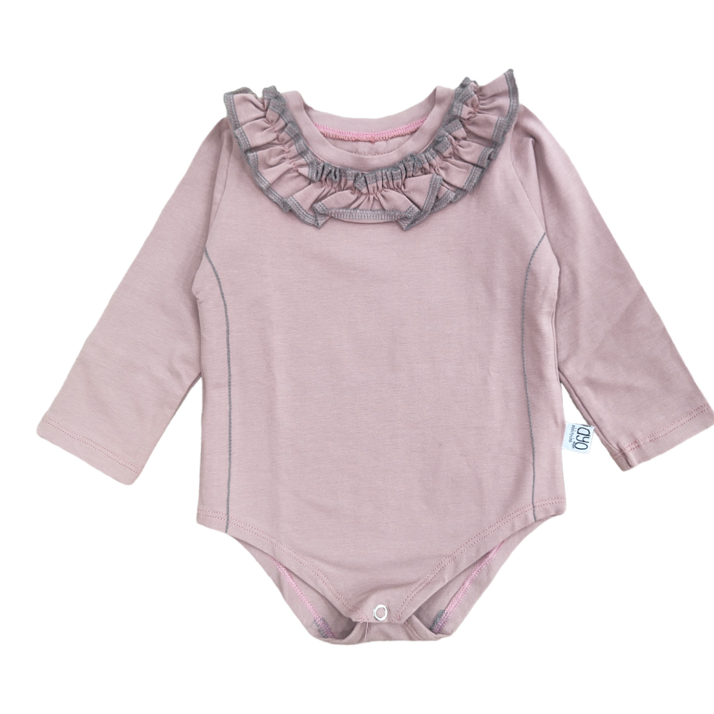 BODY BEBÉ ROSA CON CUELLO VOLANTE