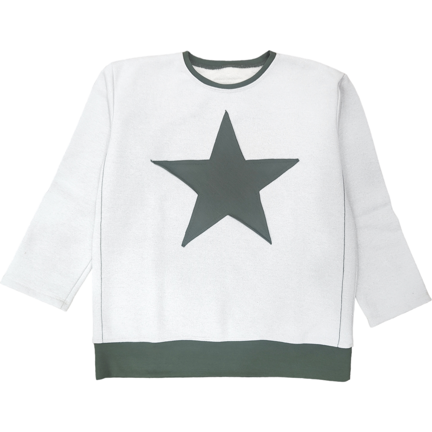 FELPA BLANCA BRILLO ESTRELLA VERDE