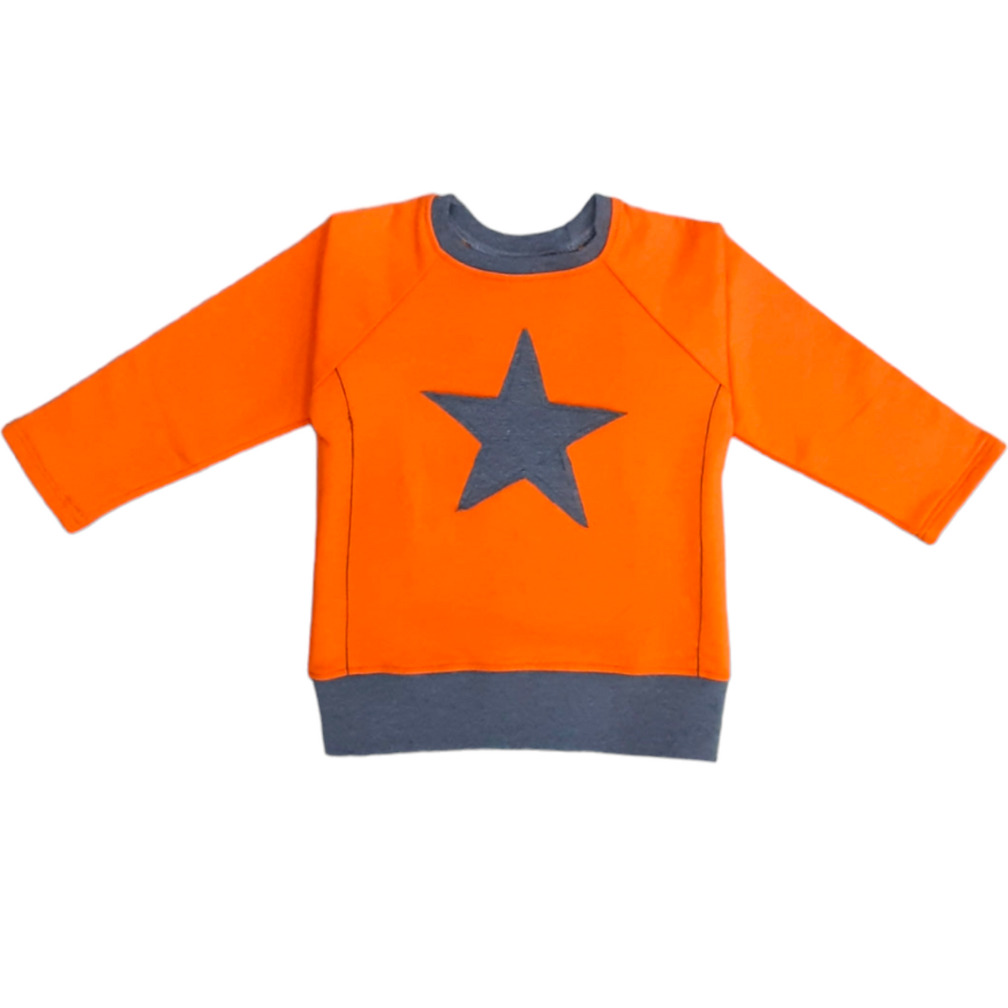 FELPA NARANJA CON ESTRELLA GRIS