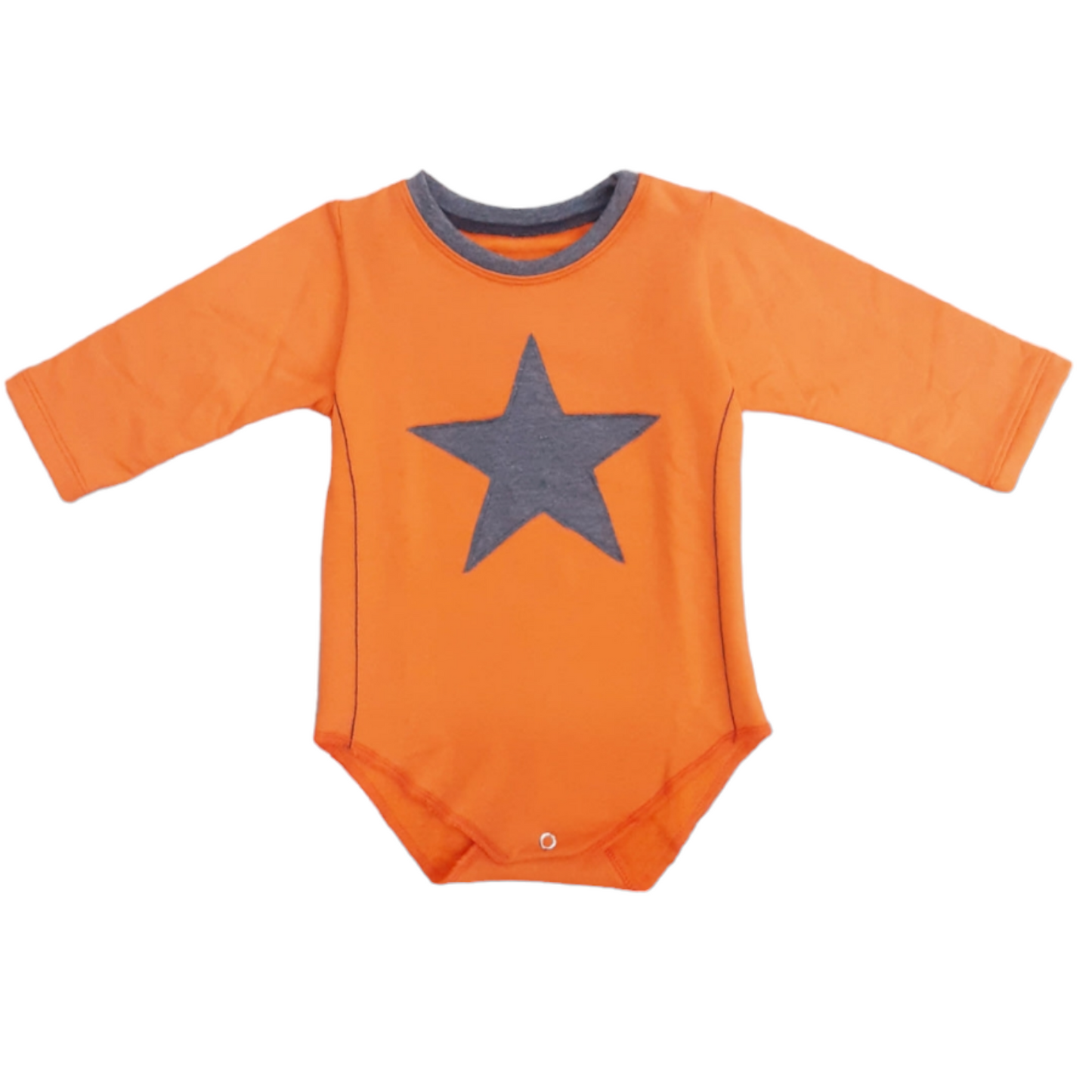 BODY FELPA NARANJA CON ESTRELLA GRIS
