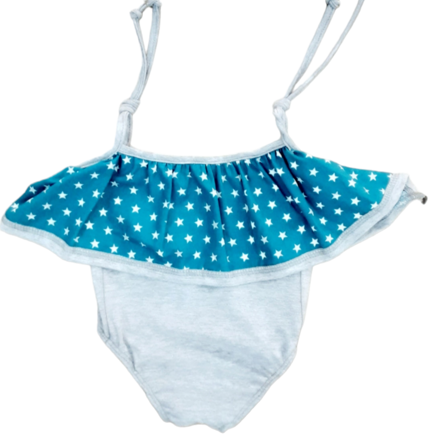 BODY BEBÉ GRIS VOLANTE ESTRELLAS AZUL