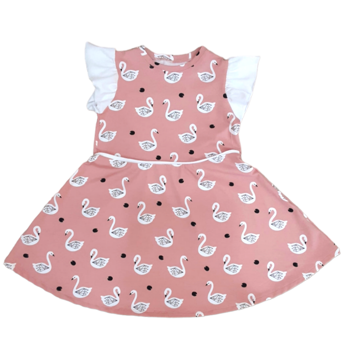 VESTIDO CISNES VOLANTE BLANCO