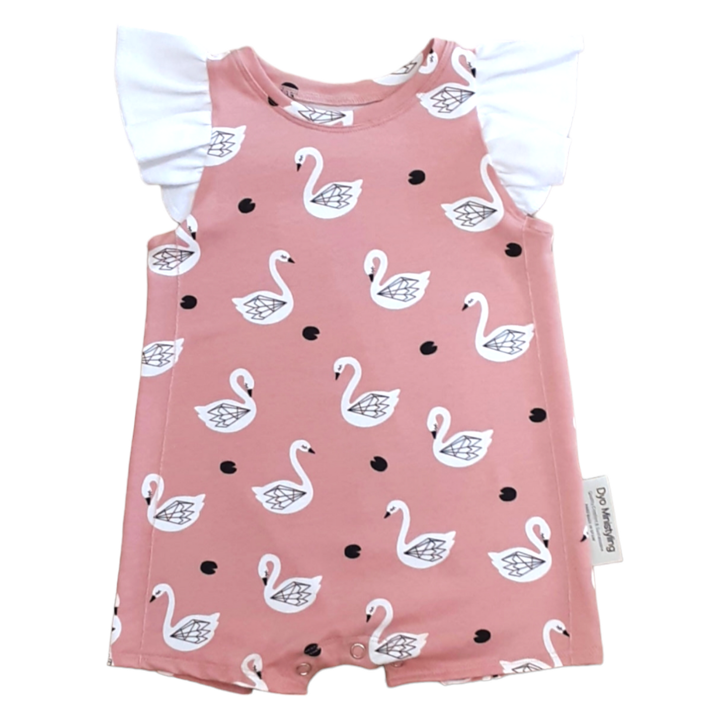 BODY BEBÉ CISNES CON VOLANTE BLANCO