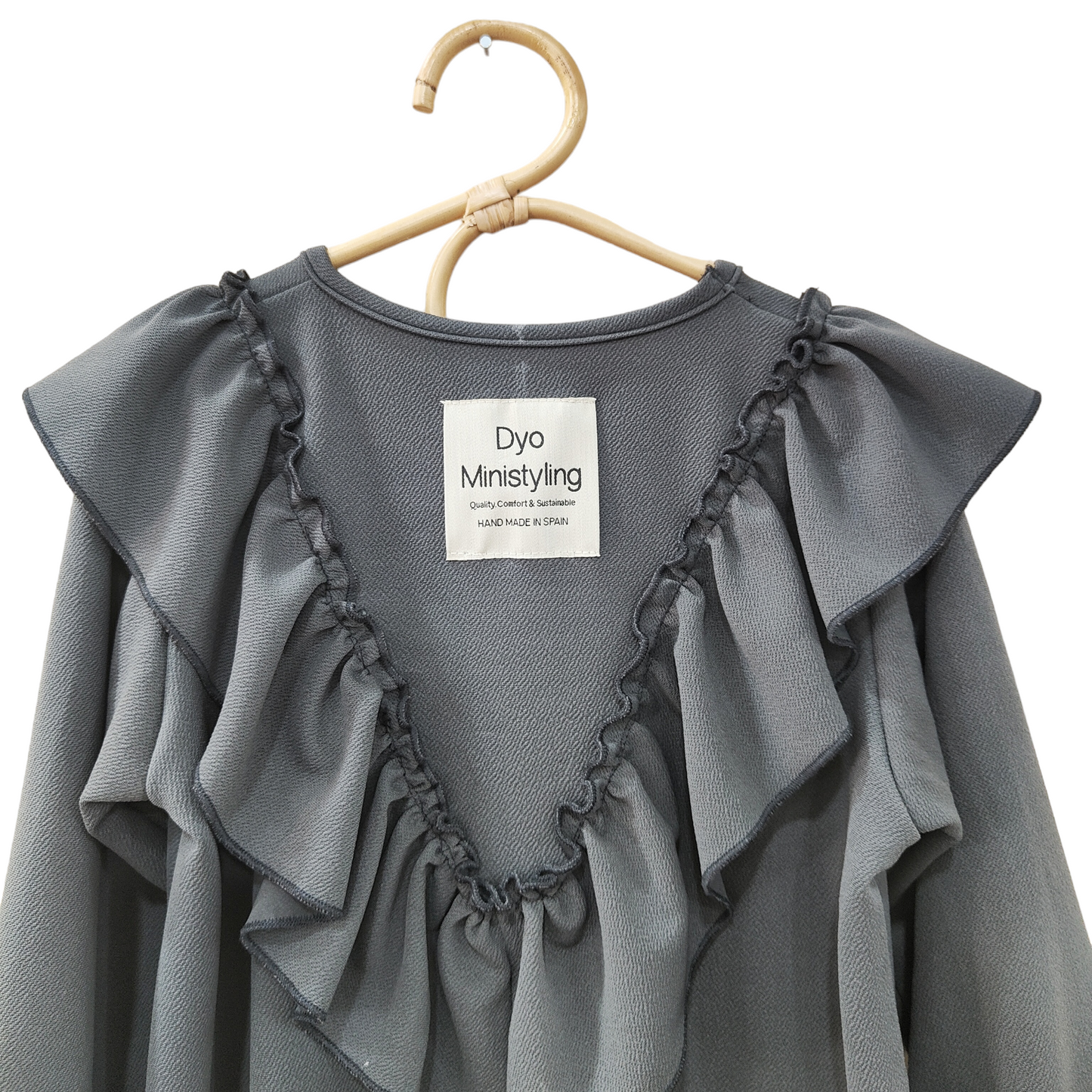 VESTIDO GRIS CREPÉ