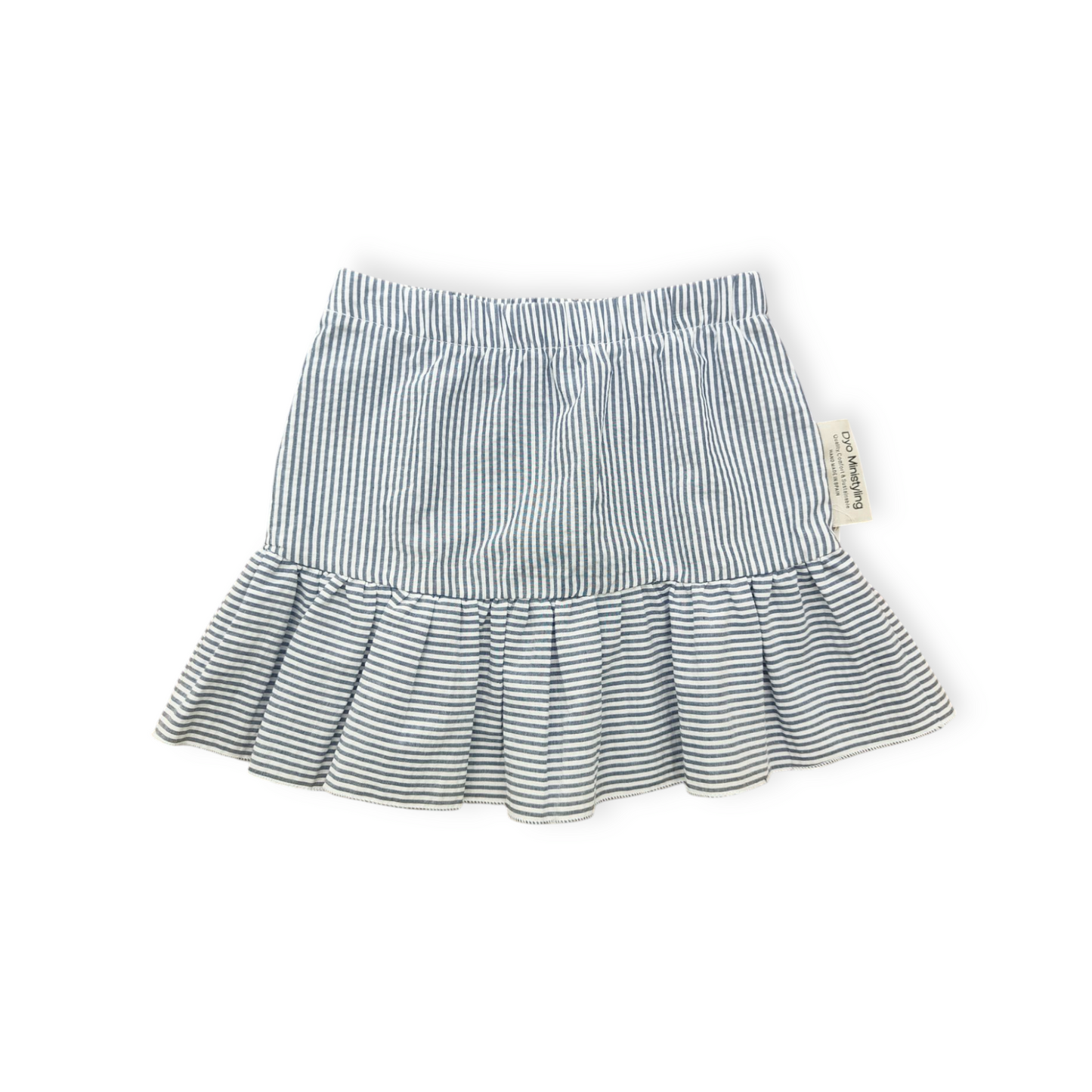 FALDA RAYAS VOLANTES AZUL Y BLANCA