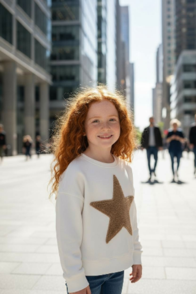 FELPA BLANCA ESTRELLA TOPO