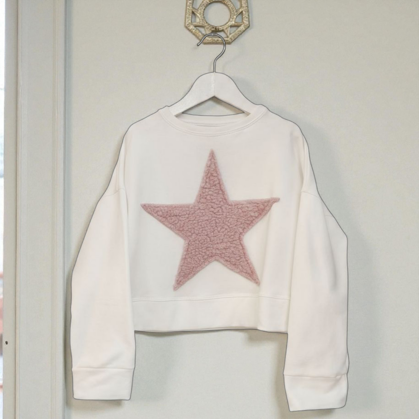 FELPA BLANCA ESTRELLA ROSA