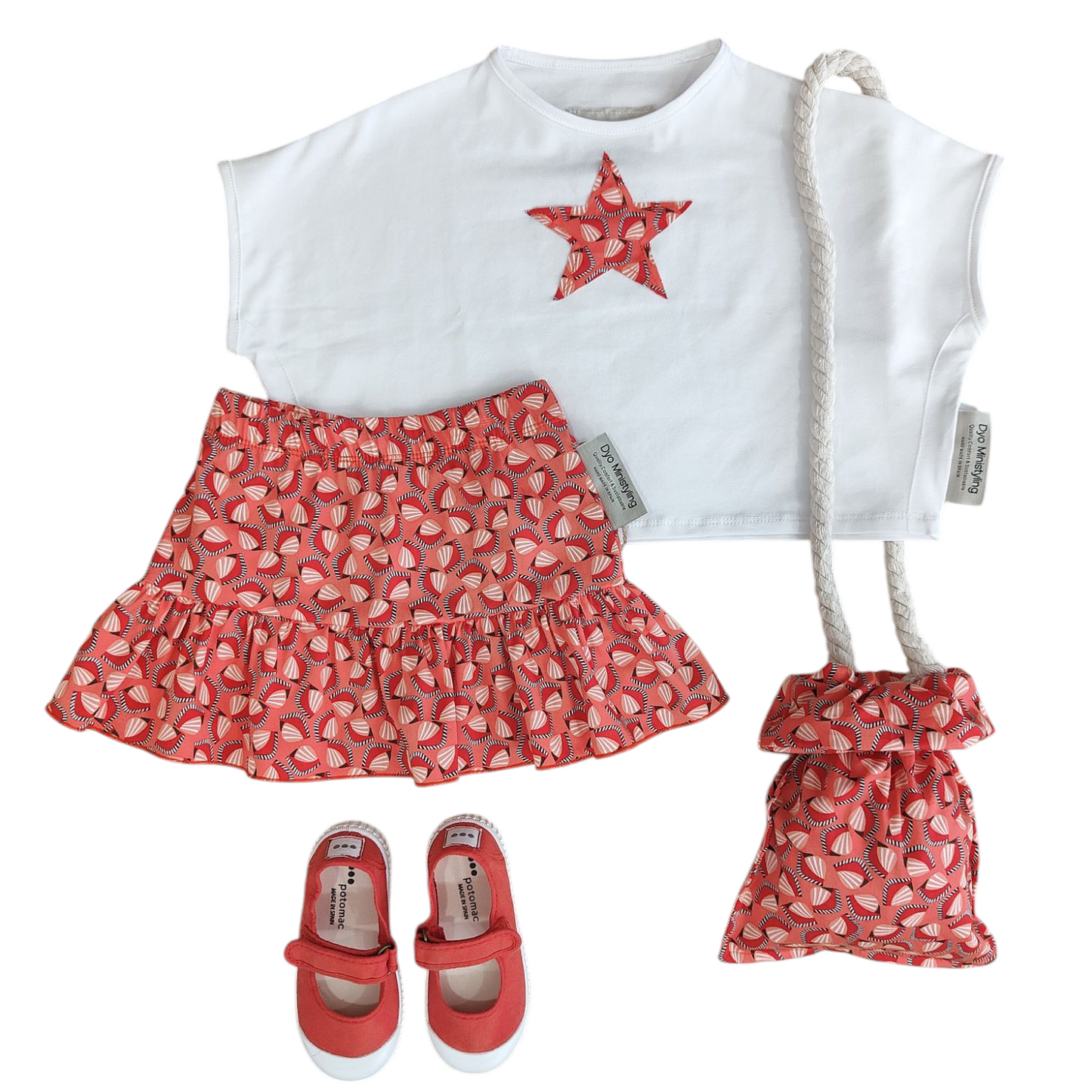 FALDA CONCHAS VOLANTES CORAL