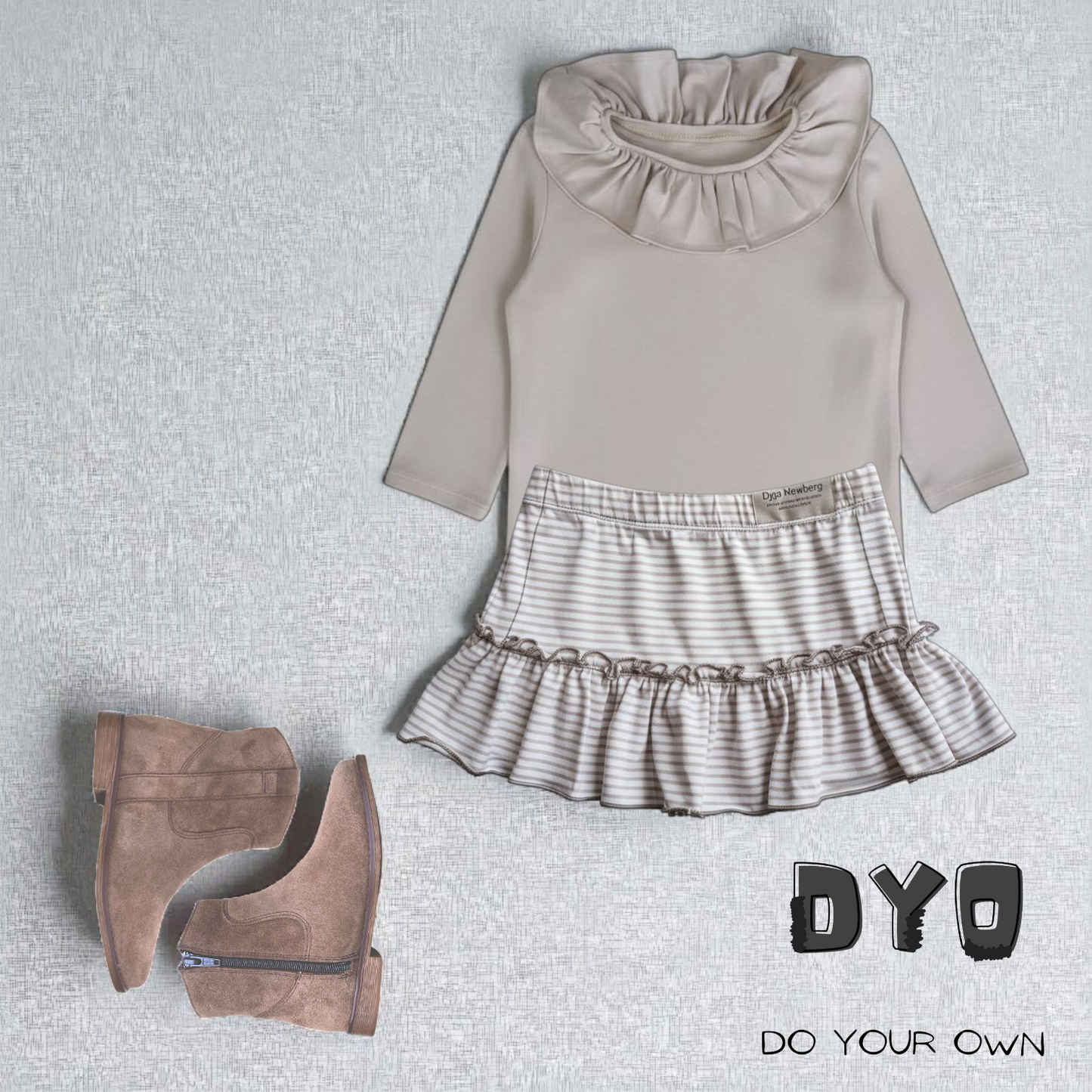 CAMISETA BEIGE MANGA LARGA VOLANTE