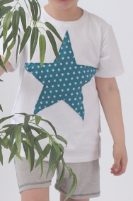 CAMISETA MANGA CORTA BLANCA ESTRELLA AZUL