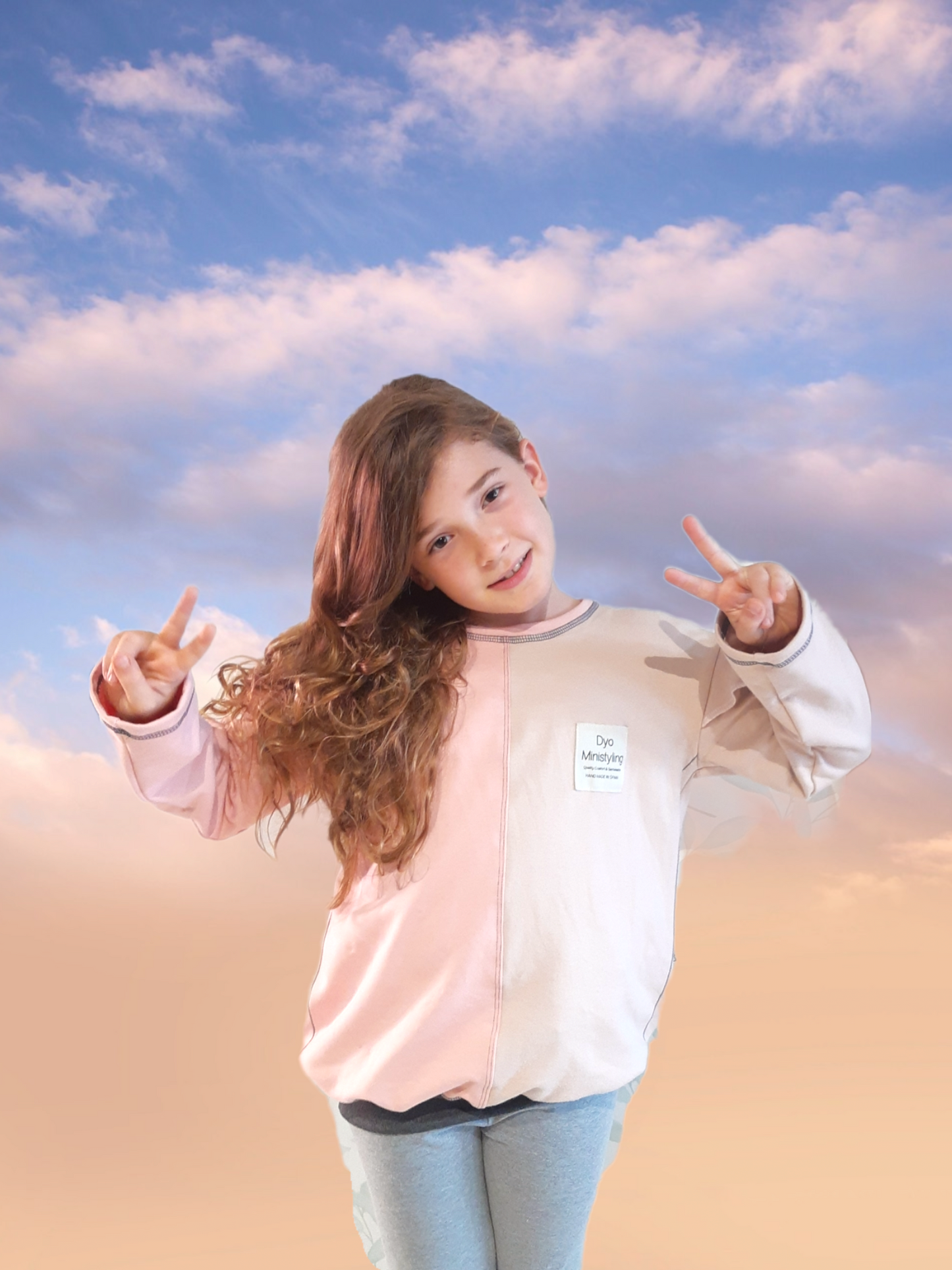 Felpa infantil rosa/ Diseño sostenible y ecológico/ Moda infantil