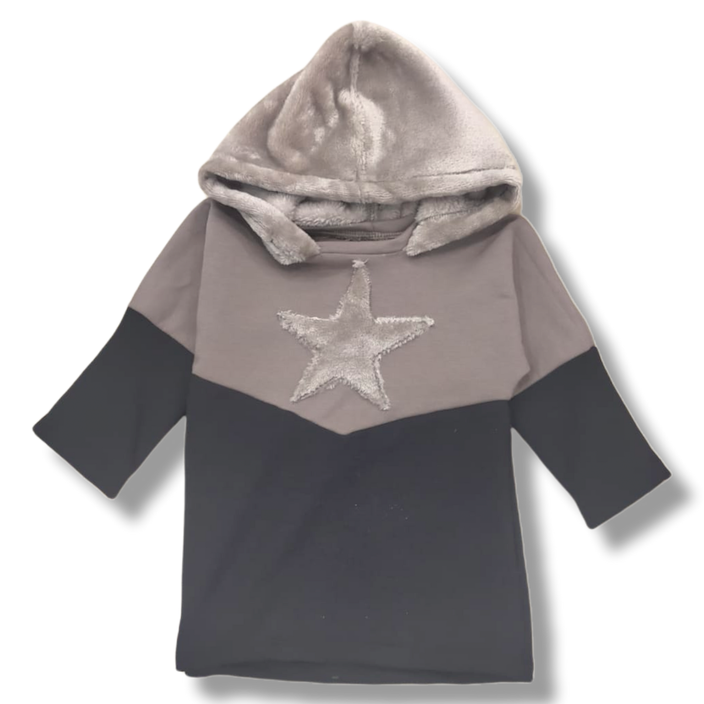 VESTIDO BEBÉ MARRON Y NEGRO CON ESTRELLA EN PELITO