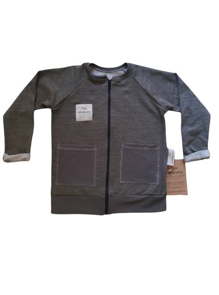 Felpa infantil con cremallera verde/ Diseño sostenible y ecológico/ Moda infantil