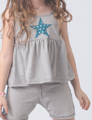 CAMISETA TIRANTES GRIS ESTRELLA AZUL