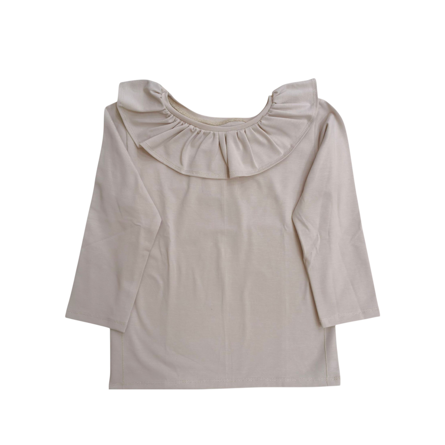 CAMISETA BEIGE MANGA LARGA VOLANTE