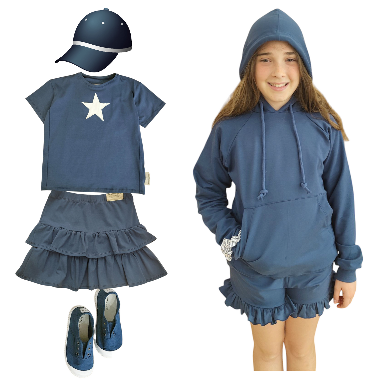 FALDA AZUL VOLANTES