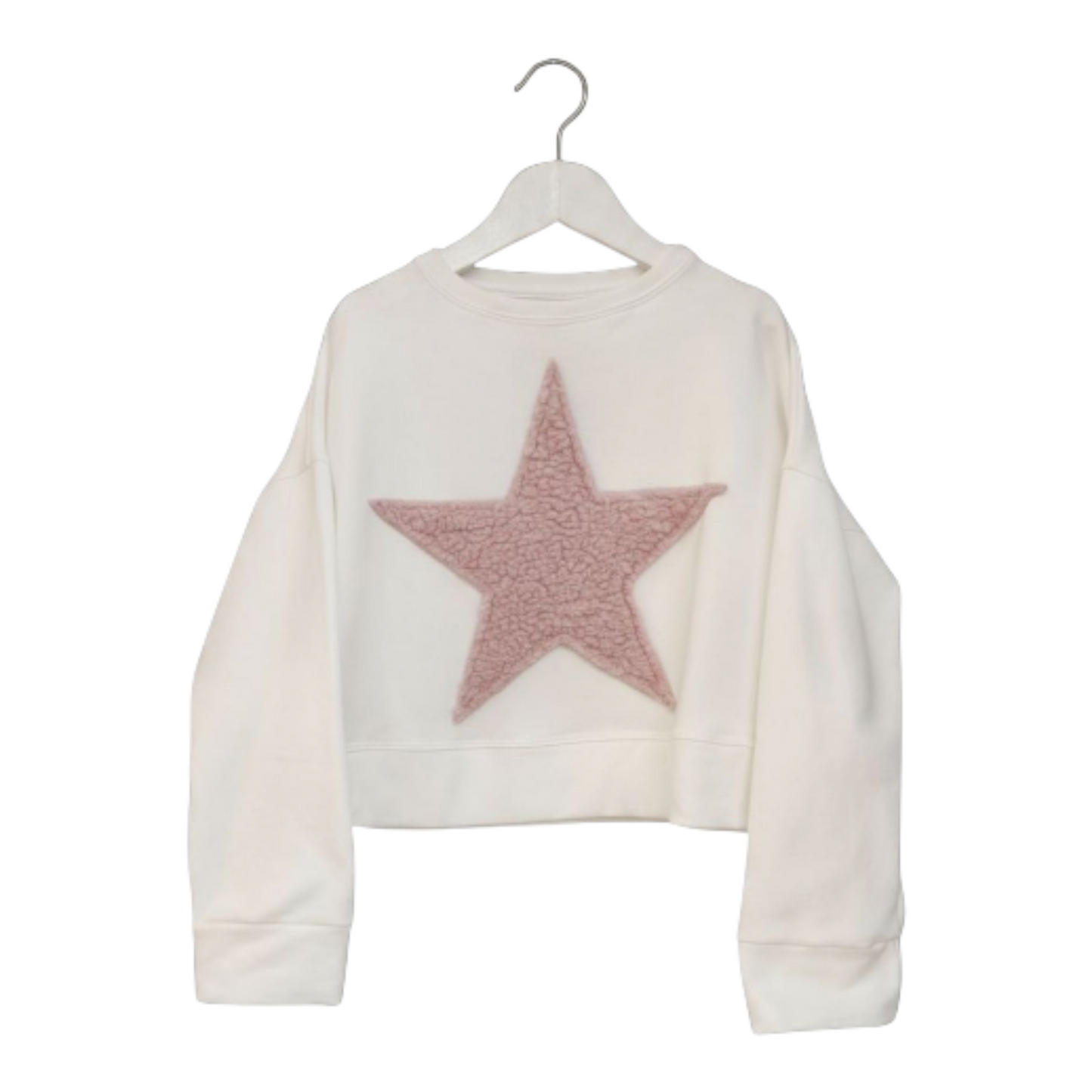 FELPA BLANCA ESTRELLA ROSA