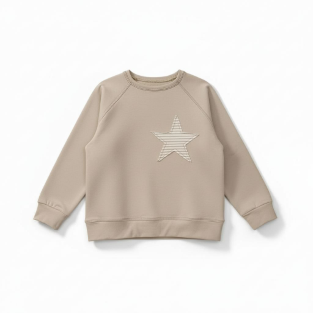 FELPA BEIGE ESTRELLA RAYAS