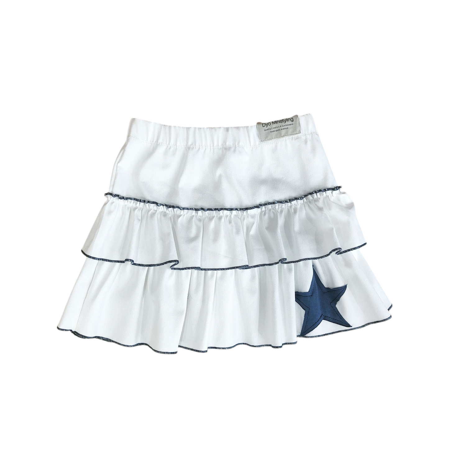 FALDA BLANCA VOLANTES DENIM