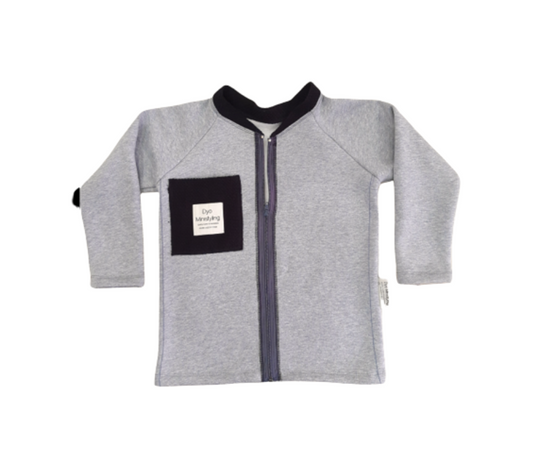 Chaquetón felpa infantil gris/ Diseño sostenible y ecológico/ Moda infantil